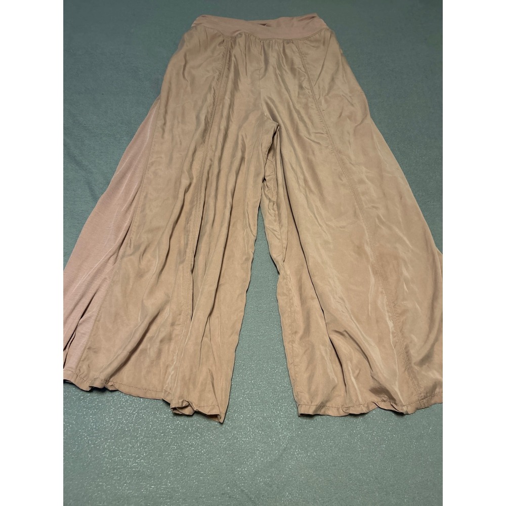 Free People Wide Leg Palazzo Pants Mauve Pink Mesh Panel Boho Flowy Trousers